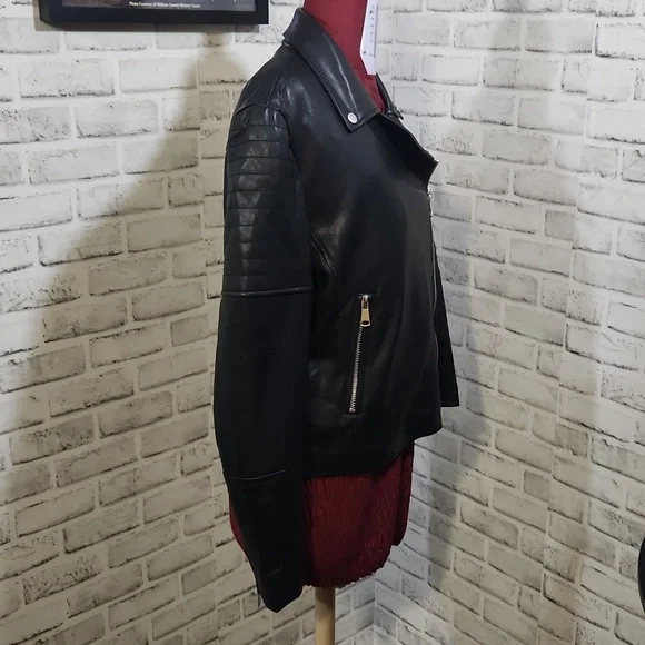 7 for all mankind Faux Leather Jacket SZ L - Picture 3 of 11